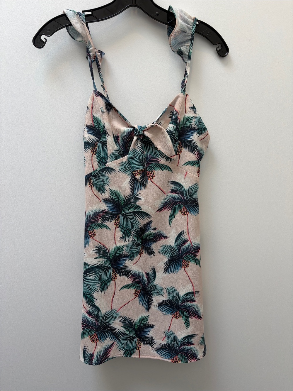 Show Me Your MuMu Pink Brigitte Palm-Print Mini Dress